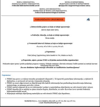 Narandžasto upozorenje - olujni udari vjetra